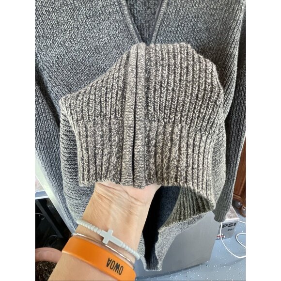 Izod Cardigan Men's Large Gray Knit Cotton Blend Long‎ Sleeve Full Zip Sweater - Picture 9 of 14